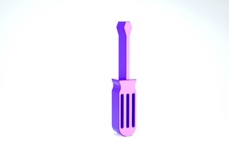 Purple Screwdriver icon isolated on white background. Service tool symbol. 3d illustration 3D renderの写真素材