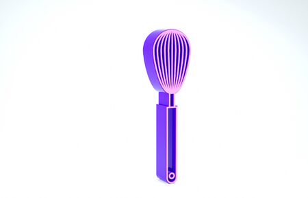 Purple Kitchen whisk icon isolated on white background. Cooking utensil, egg beater. Cutlery sign. Food mix symbol. 3d illustration 3D renderの写真素材