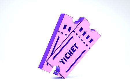 Purple Ticket icon isolated on white background. 3d illustration 3D renderの写真素材