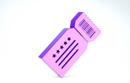 Purple Ticket icon isolated on white background. 3d illustration 3D renderの写真素材