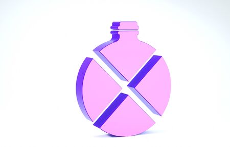 Purple Canteen water bottle icon isolated on white background. Tourist flask icon. Jar of water use in the campaign. 3d illustration 3D renderの写真素材