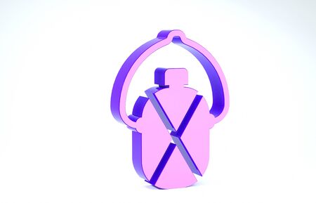 Purple Canteen water bottle icon isolated on white background. Tourist flask icon. Jar of water use in the campaign. 3d illustration 3D renderの写真素材