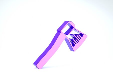 Purple Wooden axe icon isolated on white background. Lumberjack axe. 3d illustration 3D renderの写真素材