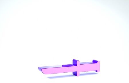 Purple Military knife icon isolated on white background. 3d illustration 3D renderの写真素材