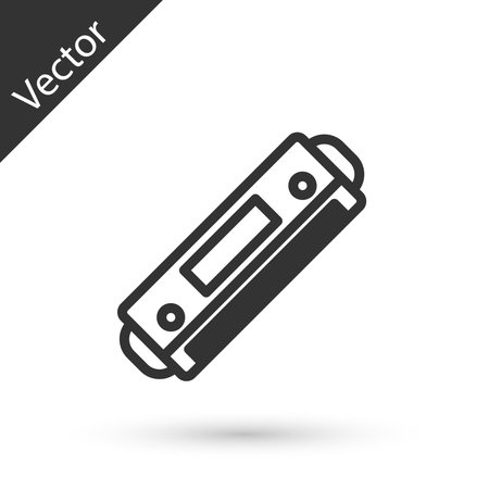 Grey line Harmonica icon isolated on white background. Musical instrument.  Vector Illustrationのイラスト素材