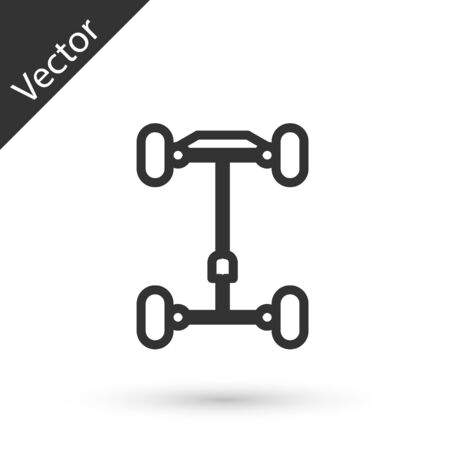 Grey line Chassis car icon isolated on white background. Vector Illustrationのイラスト素材