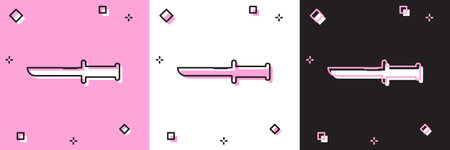 Set Military knife icon isolated on pink and white, black background. Vector Illustrationのイラスト素材
