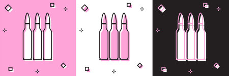 Set Bullet icon isolated on pink and white, black background. Vector Illustration