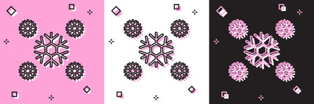 Set Snow icon isolated on pink and white, black background. Vector Illustration