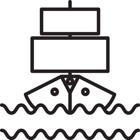 Black line Ship icon isolated on white background.  Vector Illustrationのイラスト素材