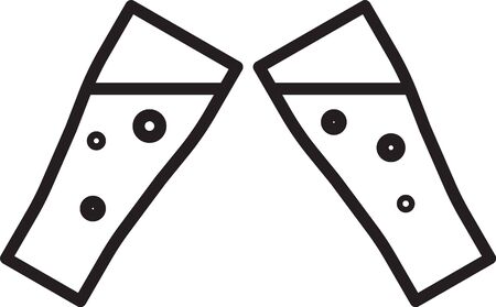 Black line Glass of beer icon isolated on white background. Vector Illustrationのイラスト素材