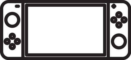 Black line Portable video game console icon isolated on white background. Gamepad sign. Gaming concept. Vector Illustrationのイラスト素材