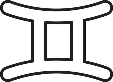 Black line Gemini zodiac sign icon isolated on white background. Astrological horoscope collection. Vector Illustrationのイラスト素材