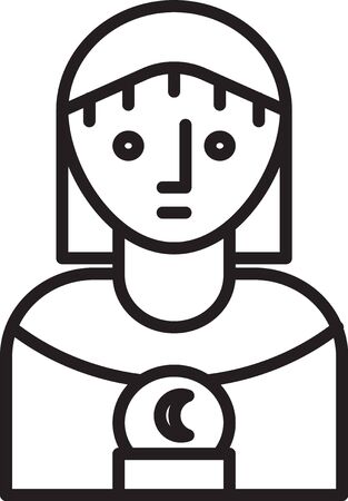 Black line Astrology woman icon isolated on white background. Vector Illustrationのイラスト素材