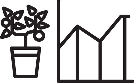 Black line Flower statistics icon isolated on white background. Vector Illustrationのイラスト素材