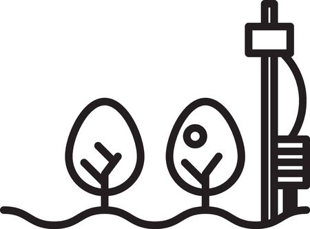 Black line Standalone sensor and plant icon isolated on white background. Vector Illustrationのイラスト素材