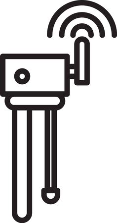Black line Router and wifi signal symbol icon isolated on white background.のイラスト素材