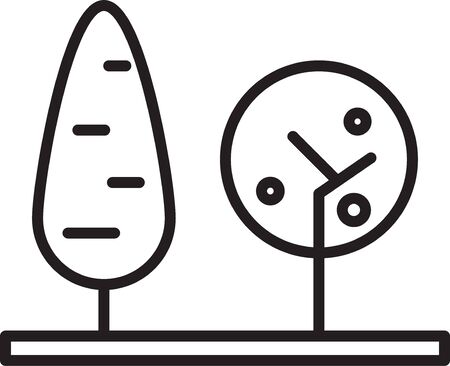 Black line Trees icon isolated on white background. Forest symbol. Vector Illustrationのイラスト素材