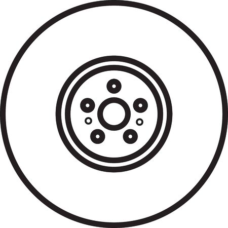 Black line Car brake disk icon isolated on white background. Vector Illustrationのイラスト素材