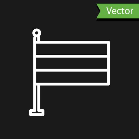 White line National Germany flag icon isolated on black background. Vector Illustrationのイラスト素材