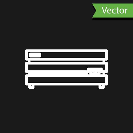 White line Video game console icon isolated on black background. Vector Illustrationのイラスト素材