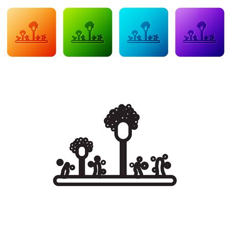 Black line Mold icon isolated on white background. Set icons in color square buttons. Vector Illustrationのイラスト素材