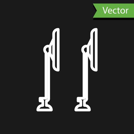 White line Windscreen wiper icon isolated on black background. Vector Illustrationのイラスト素材