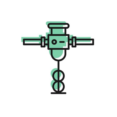 Black line Construction jackhammer icon isolated on white background. Vector Illustrationのイラスト素材