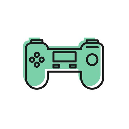 Black line Gamepad icon isolated on white background. Game controller. Vector Illustration