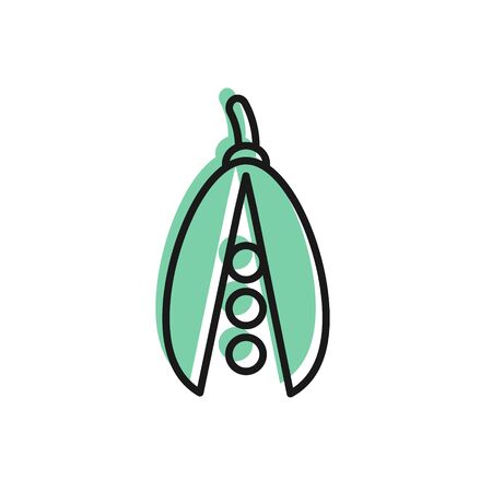 Black line Kidney beans icon isolated on white background. Vector Illustrationのイラスト素材