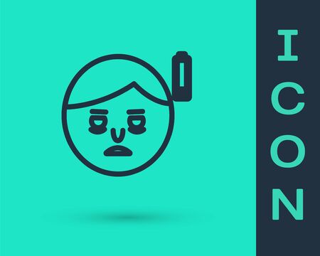 Black line Fatigue icon isolated on green background. No energy. Stress symptom. Negative space. Vector Illustrationのイラスト素材
