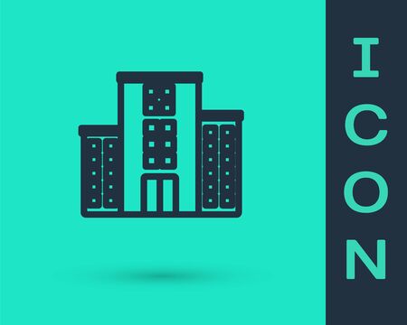 Black line Medical hospital building with cross icon isolated on green background. Medical center. Health care. Vector Illustrationのイラスト素材