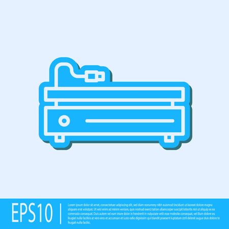 Blue line Video game console icon isolated on grey background. Vector Illustrationのイラスト素材
