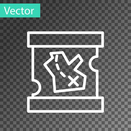 White line Pirate treasure map icon isolated on transparent background. Vector Illustrationのイラスト素材
