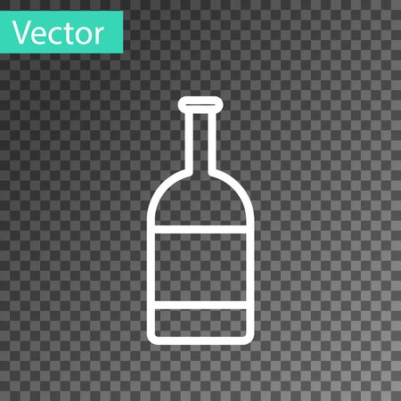White line Beer bottle icon isolated on transparent background. Vector Illustrationのイラスト素材