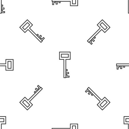 Grey line Pirate key icon isolated seamless pattern on white background. Vector Illustrationのイラスト素材