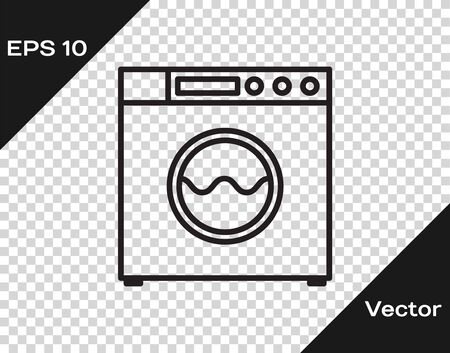 Black line Washer icon isolated on transparent background. Washing machine icon. Clothes washer - laundry machine. Home appliance symbol. Vector Illustrationのイラスト素材