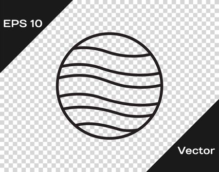 Black line Planet Jupiter icon isolated on transparent background. Vector Illustrationのイラスト素材