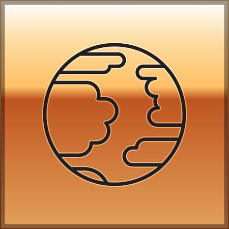 Black line Planet Mercury icon isolated on gold background. Vector Illustrationのイラスト素材