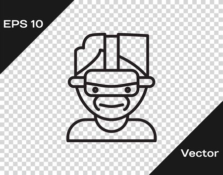 Black line Virtual reality glasses icon isolated on transparent background. Stereoscopic 3d vr mask. Vector Illustrationのイラスト素材