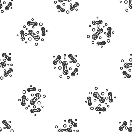 Grey line Bacteria icon isolated seamless pattern on white background. Bacteria and germs, microorganism disease causing, cell cancer, microbe, virus, fungi. Vector Illustrationのイラスト素材