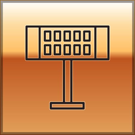 Black line Electric heater icon isolated on gold background. Infrared floor heater with remote control. House climate control. Vector Illustrationのイラスト素材