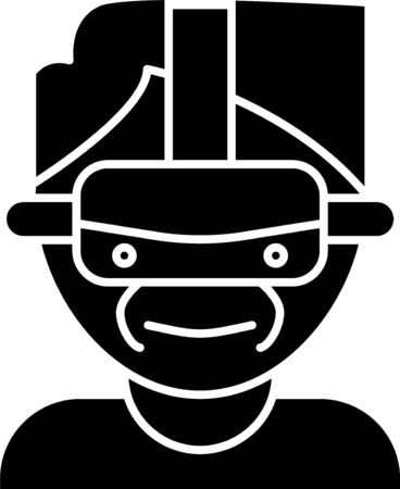 Black Virtual reality glasses icon isolated on white background. Stereoscopic 3d vr mask. Vector Illustrationのイラスト素材