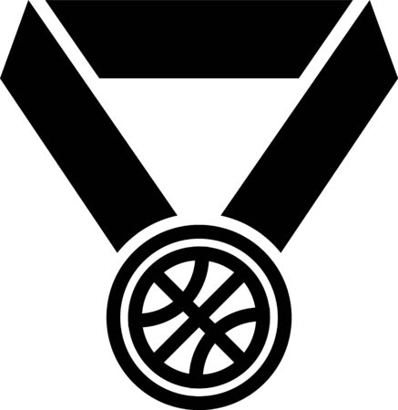 Black Basketball medal with ribbon icon isolated on white background. Vector Illustrationのイラスト素材