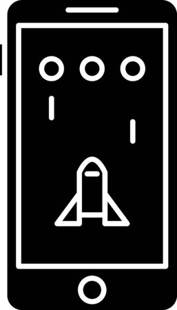 Black Smartphone and playing in game icon isolated on white background. Mobile gaming concept. Vector Illustrationのイラスト素材