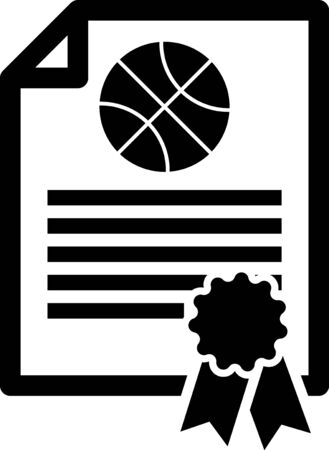 Black Certificate template basketball award icon isolated on white background. Achievement, award, degree, grant, diploma concepts. Vector Illustrationのイラスト素材