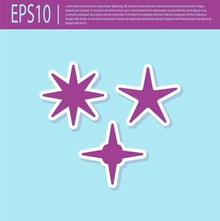 Retro purple Falling star icon isolated on turquoise background. Meteoroid, meteorite, comet, asteroid, star icon. Vector Illustrationのイラスト素材
