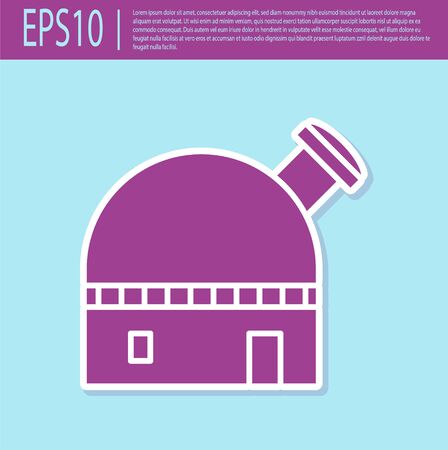 Retro purple Astronomical observatory icon isolated on turquoise background. Vector Illustrationのイラスト素材