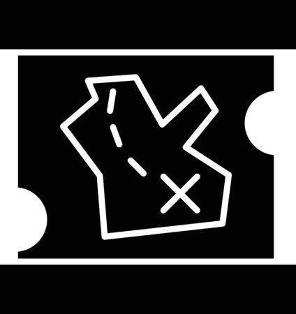 Black Pirate treasure map icon isolated on white background. Vector Illustrationのイラスト素材