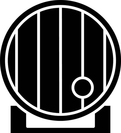Black Wooden barrel icon isolated on white background. Alcohol barrel, drink container, wooden keg for beer, whiskey, wine. Vector Illustrationのイラスト素材